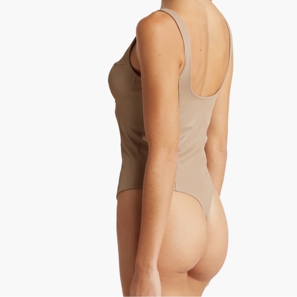 NWT Good American U-Neck Corset Faux Leather Taupe Bodysuit Sz 3/Large - Picture 12 of 12